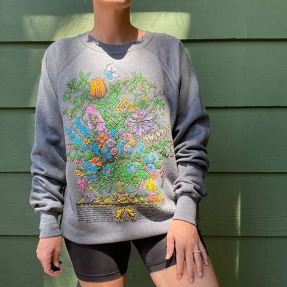 American Vintage Tops - Vintage Floral Sweatshirt Made in USA